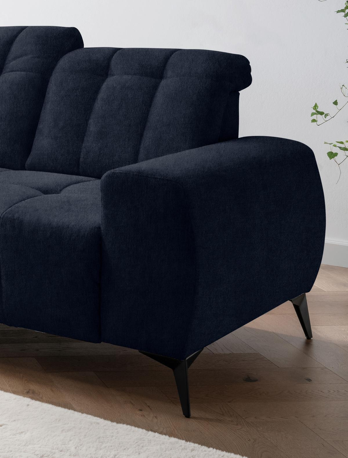 Ecksofa mit USB Anschluss Sano, Dunkelblau,s: 200x261 cm - Schwarz/Dunkelblau, MODERN, Textil (200/261cm) - Livetastic