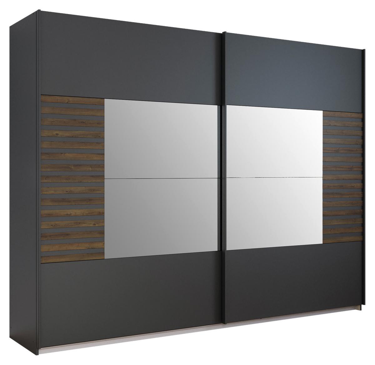 Schwebetürenschrank Barea Dunkelgrau Eiche Dekor - Eiche dunkel/Dunkelgrau, MODERN, Holzwerkstoff (271/210/62cm) - Rauch Möbel
