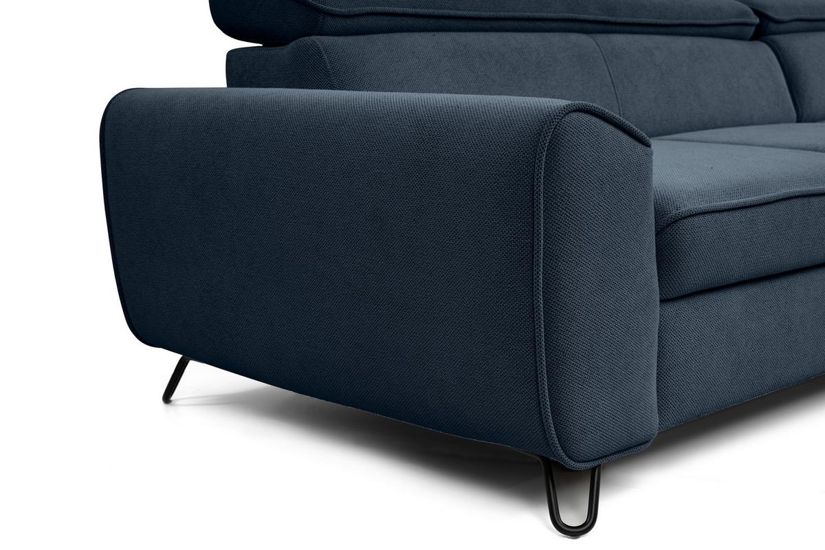 Rohová sedačka IDYLLA, pravá tmavě modrá,úl.prostor,lůžko - černá/tmavě modrá, Design, kov/textil (250/200cm)