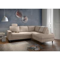 Eckschlafsofa Passione, Beige S: 242x200 Cm - Beige/Schwarz, MODERN, Textil (242/200cm) - Livetastic