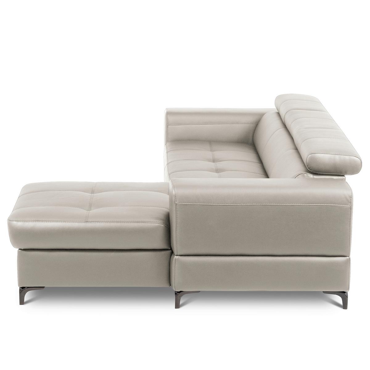 Ecksofa Torino Teilleder Platinfarben 247x173 - Platinfarben/Schwarz, Design, Leder/Textil (247/173cm) - Livetastic