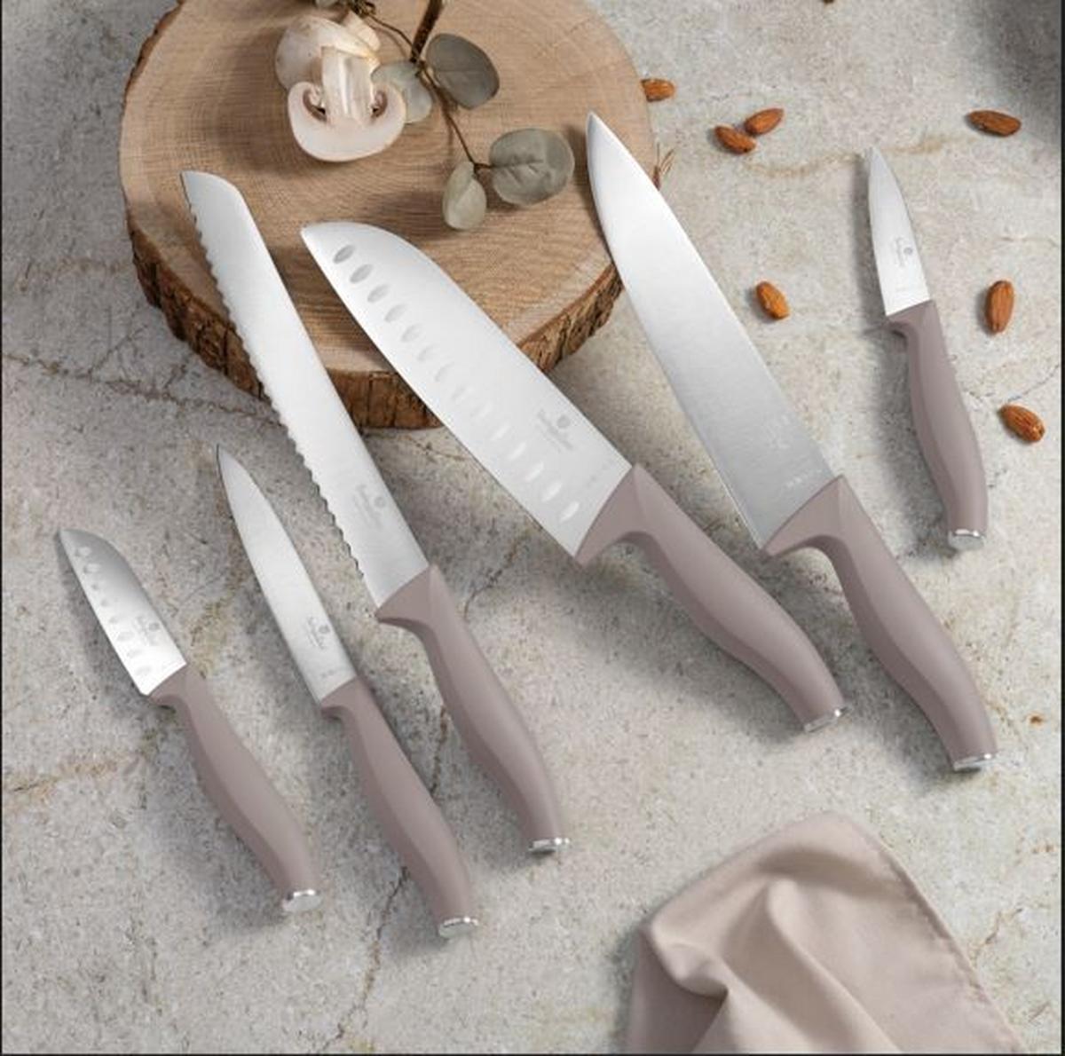 Messerset Taupe, 6-Tlg. - Taupe, Basics, Metall