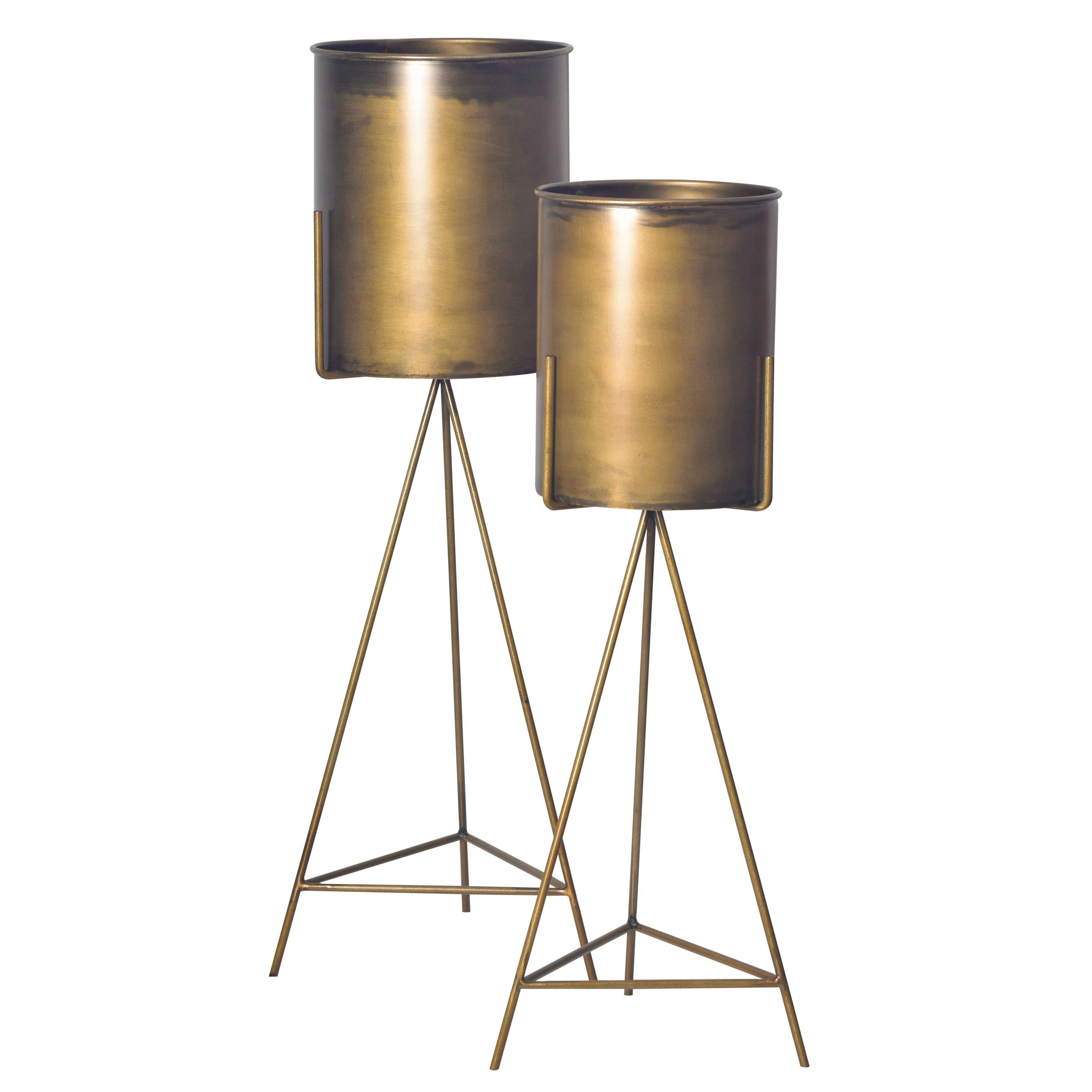 Dekovase 2er Set Goldfarben B: 32 cm - Goldfarben, Design, Metall (32/89/32cm) - Livetastic