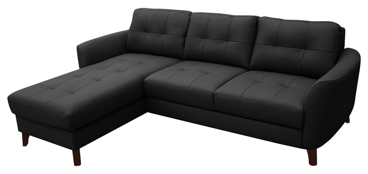 Ecksofa Nordic Schwarz S: 238x168 cm - Buchefarben/Schwarz, Design, Leder/Textil (238/168cm) - Livetastic