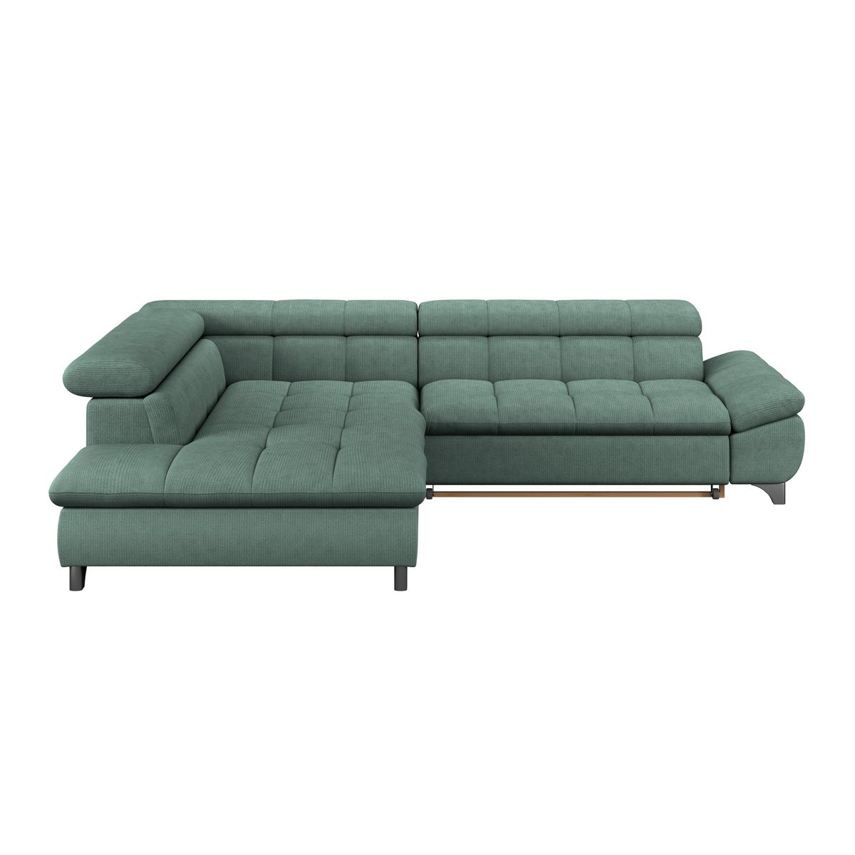 Ecksofa Gemini Grün, B: 234cm - Chromfarben/Dunkelgrün, KONVENTIONELL, Textil (234/312cm)