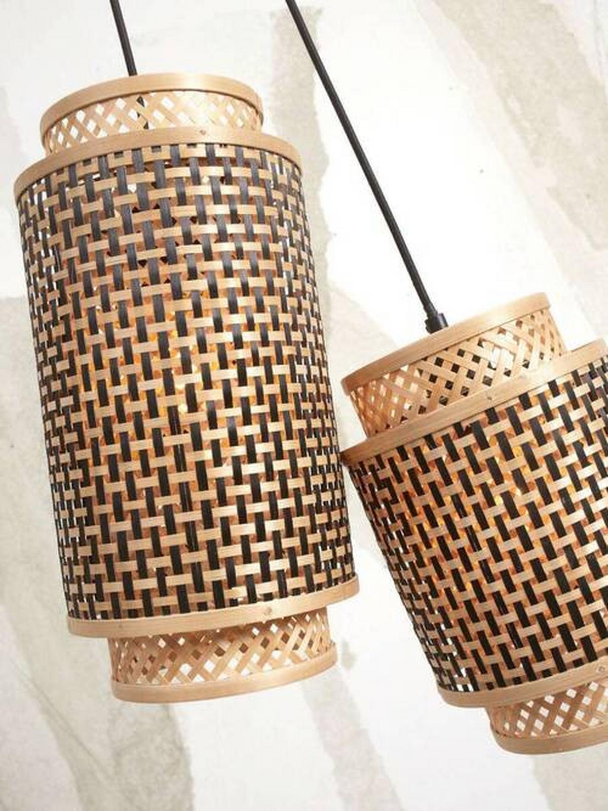 Hängeleuchte Bhutan/H2/Bn - Schwarz/Naturfarben, Trend, Holz (38/18/45cm) - Good & Mojo