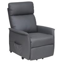 Fernsehsessel elektrisch Graham Lederlook Grau - Dunkelgrau/Schwarz, KONVENTIONELL, Textil/Metall (66/80-97/90-159,5cm) - Luca Bessoni