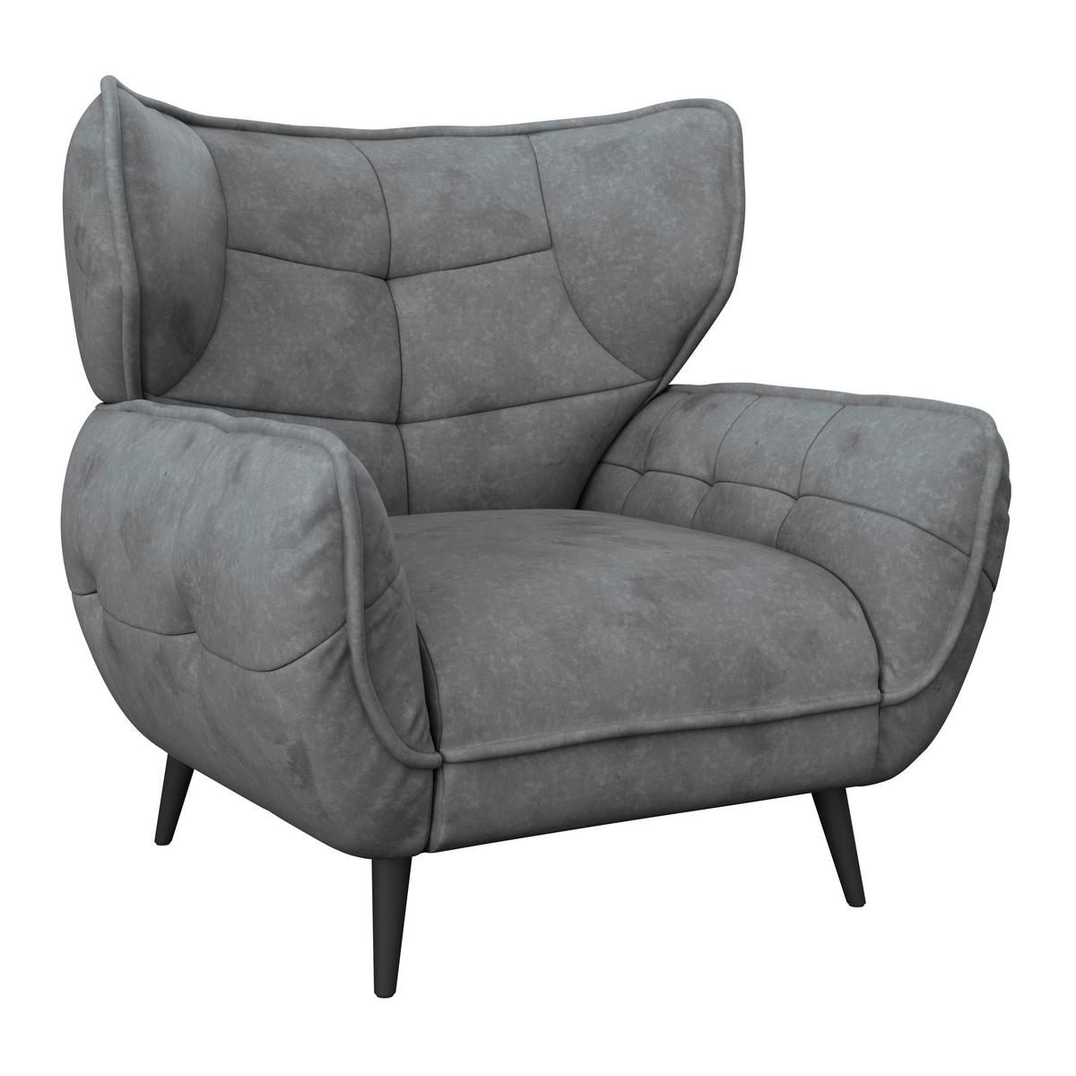 Kreslo ušiak PESCARA, antracitová - čierna/antracitová, Modern, textil (103/105/98cm)