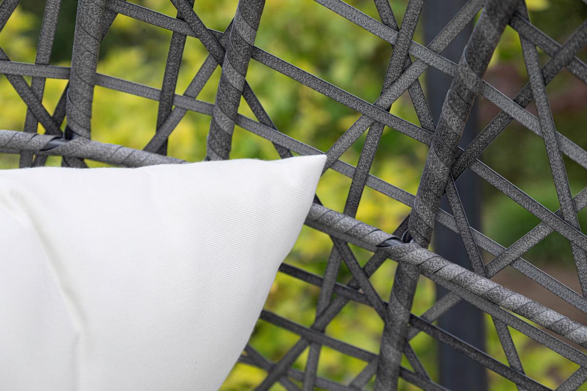 Hängesessel mit Gestell Kuba inkl. Sitz- und Rückenkissen - Anthrazit/Weiß, Basics, Kunststoff/Textil (103/208/103cm)