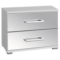 Nachtkästchen Weiß/Spiegel H: 38 cm Moita - Chromfarben/Klar, Design, Holzwerkstoff (50/38/37cm) - Rauch Möbel