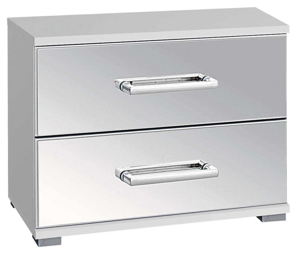 Nachtkästchen Weiß/Spiegel H: 38 cm Moita - Chromfarben/Klar, Design, Holzwerkstoff (50/38/37cm) - Rauch Möbel