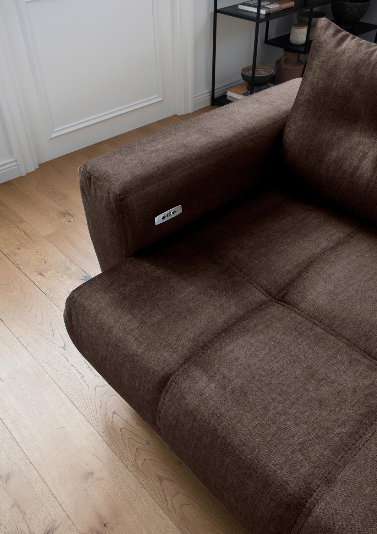 Ecksofa Restato Dunkelbraun S: 246x177 cm - Dunkelbraun/Schwarz, MODERN, Textil (246/177cm) - MID.YOU