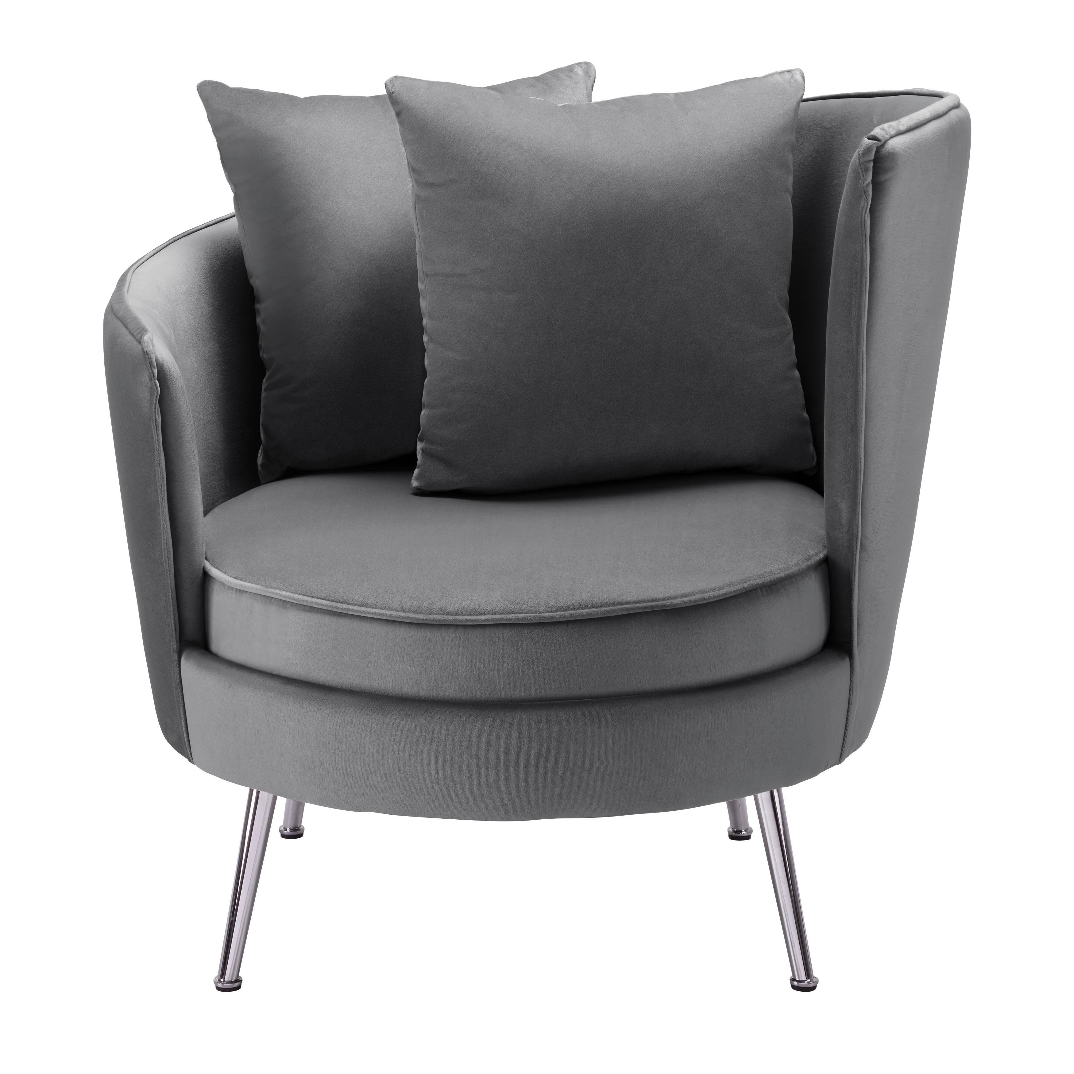 Křeslo Cherie šedá - tmavě šedá/barvy chromu, Moderní, kov/textil (87/83/85cm) - Bessagi Home