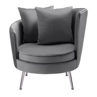 Křeslo Cherie šedá - tmavě šedá/barvy chromu, Moderní, kov/textil (87/83/85cm) - Bessagi Home
