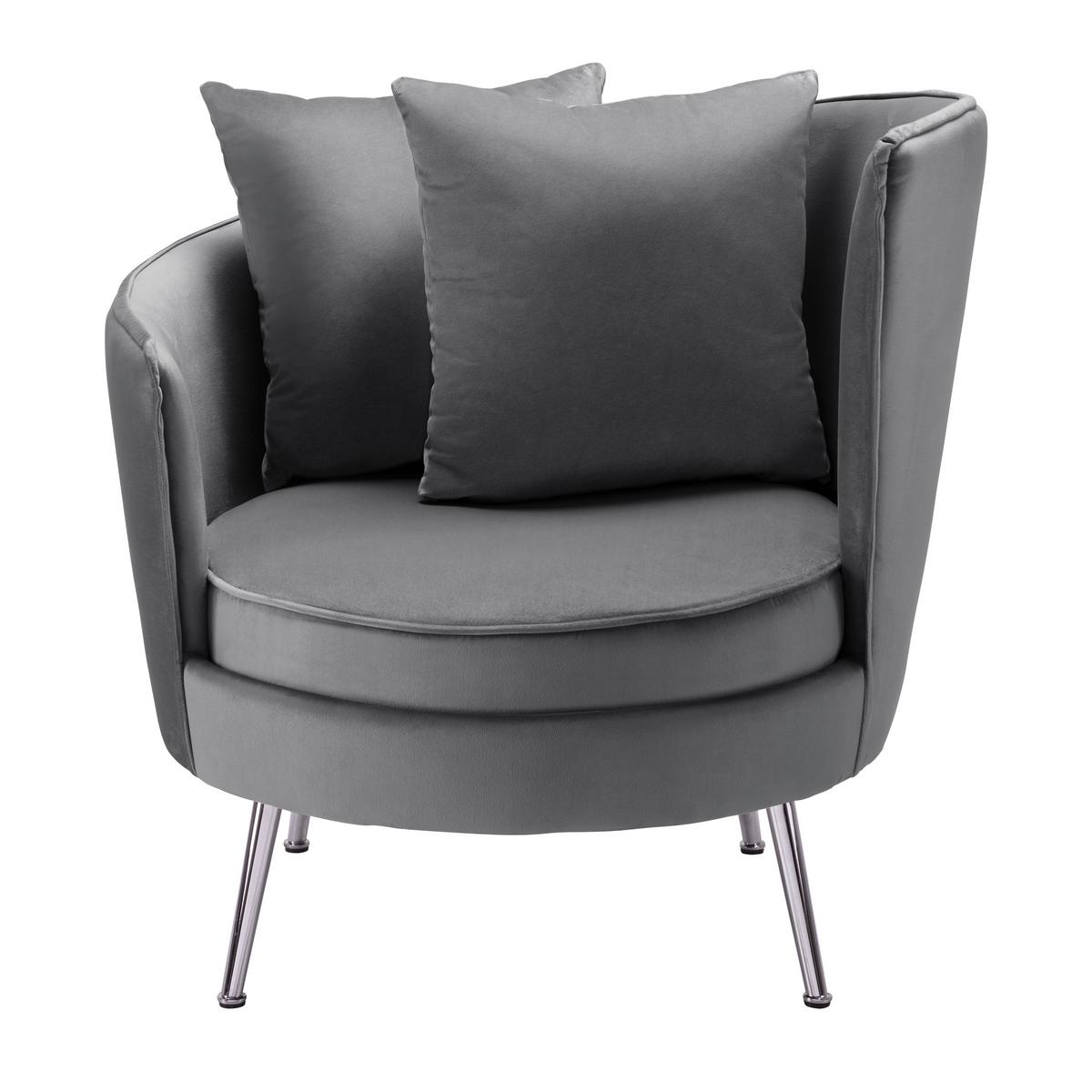 Křeslo Cherie šedá - tmavě šedá/barvy chromu, Moderní, kov/textil (87/83/85cm) - Bessagi Home