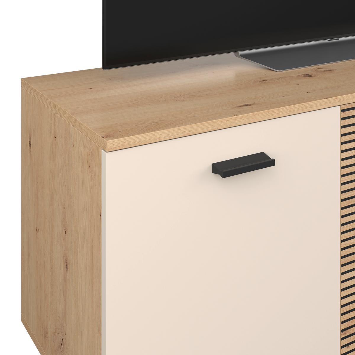 Wohnwand FREE Kaschmir/Eichefarben B: 212 cm - Kaschmir/Schwarz, MODERN, Holzwerkstoff (212/172/40cm)