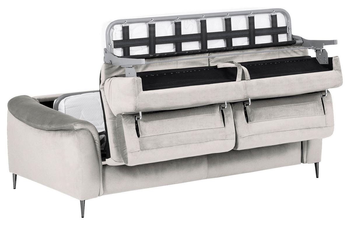 Schlafsofa Pafos Hellgrau B: 203 cm - Chromfarben/Hellgrau, Design, Textil (203/77-98/103cm) - MID.YOU