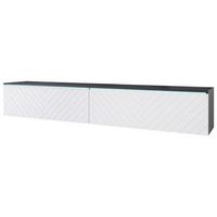 Nízká komoda s LED osvětlením, bílá - bílá/šedá, Basics, kompozitní dřevo/plast (180/30/33cm) - P & B