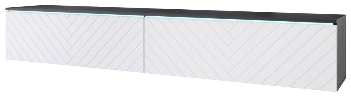 Nízká komoda s LED osvětlením, bílá - bílá/šedá, Basics, kompozitní dřevo/plast (180/30/33cm) - P & B