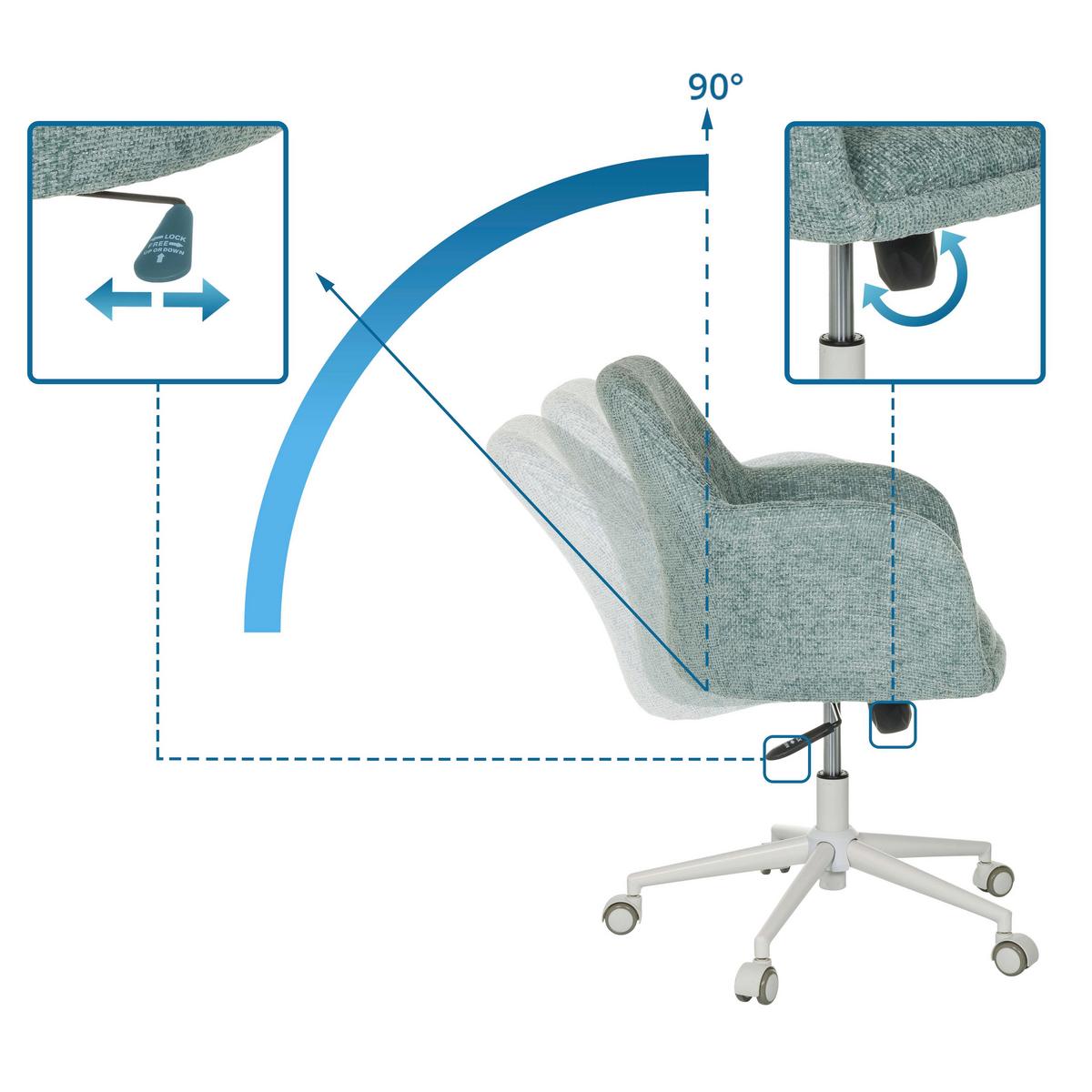 Drehstuhl Solao Home Mintgrau B: 58 cm - Mintgrau/Weiß, MODERN, Textil/Metall (58/78/60cm) - MID.YOU