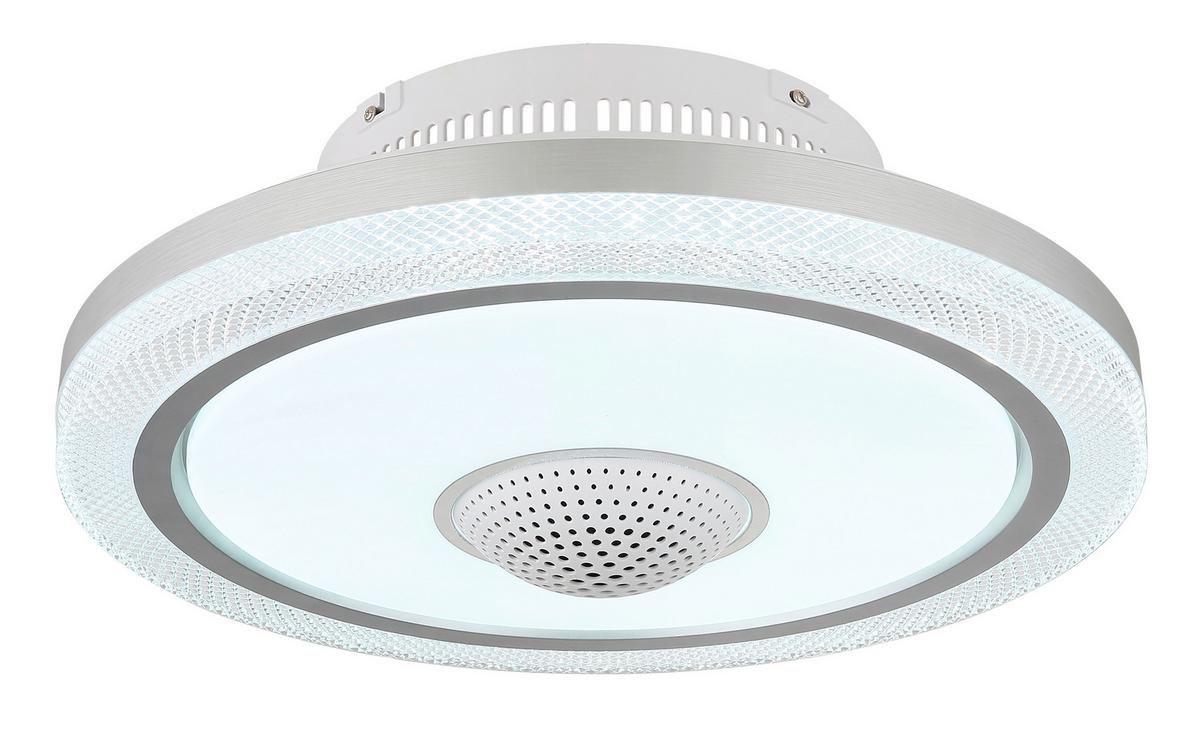 Deckenventilator Klar Opal Weiß D: 50 cm - Klar/Opal, Design, Kunststoff/Metall (50/21cm) - Globo