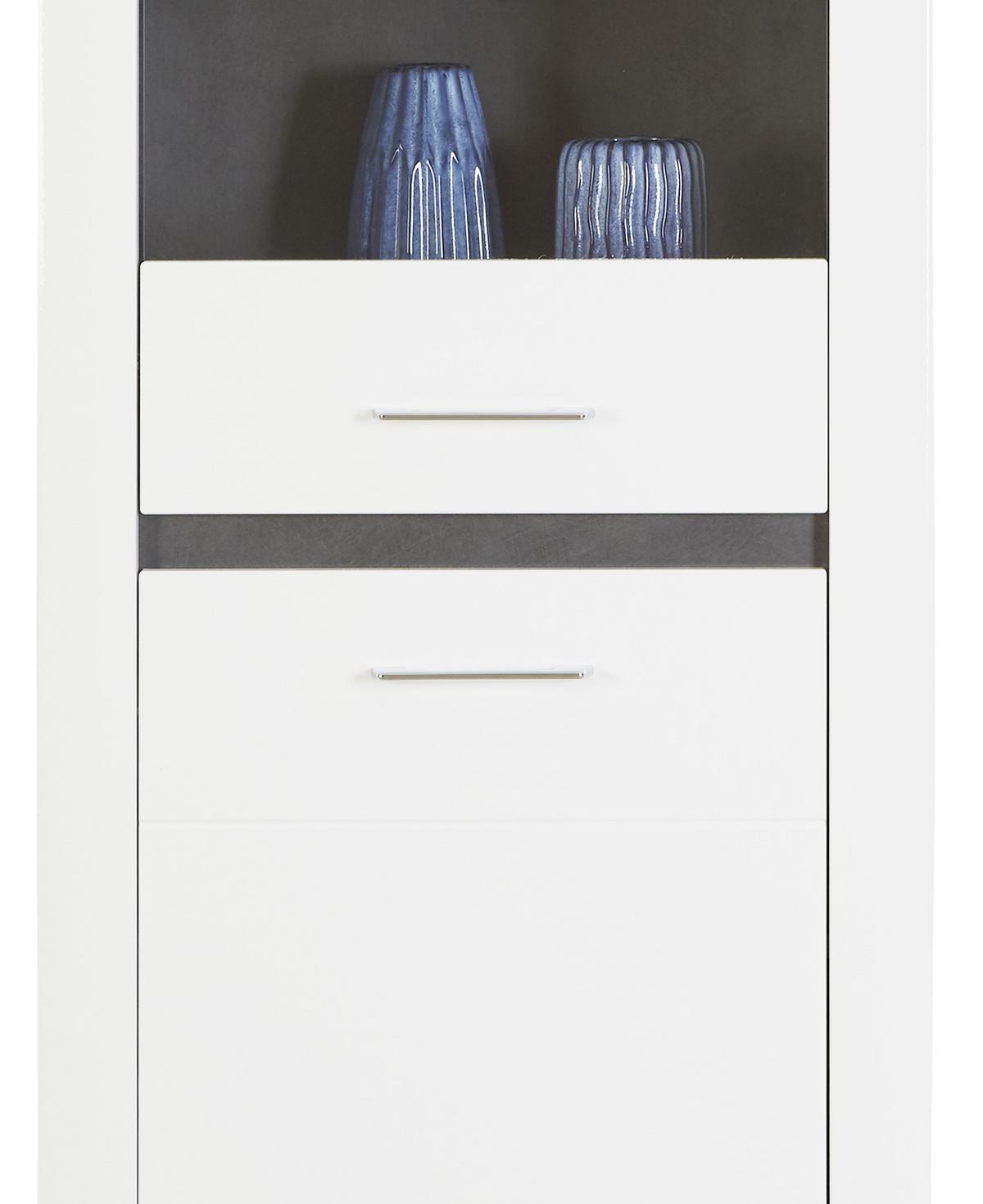 Vitrin Alassio - grafitszürke/fehér, Modern, faalapú anyag/Üveg (61,7/200/37,5cm) - Luca Bessoni