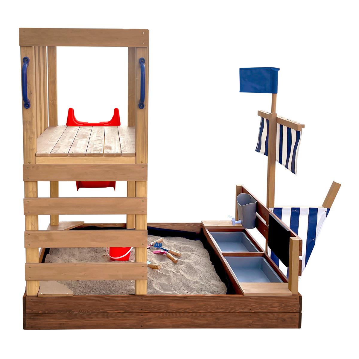 Spielturm Vicky mit Rutsche Rot - Rot/Braun, Basics, Holz/Kunststoff (180,5/87/150cm) - Ambia Garden