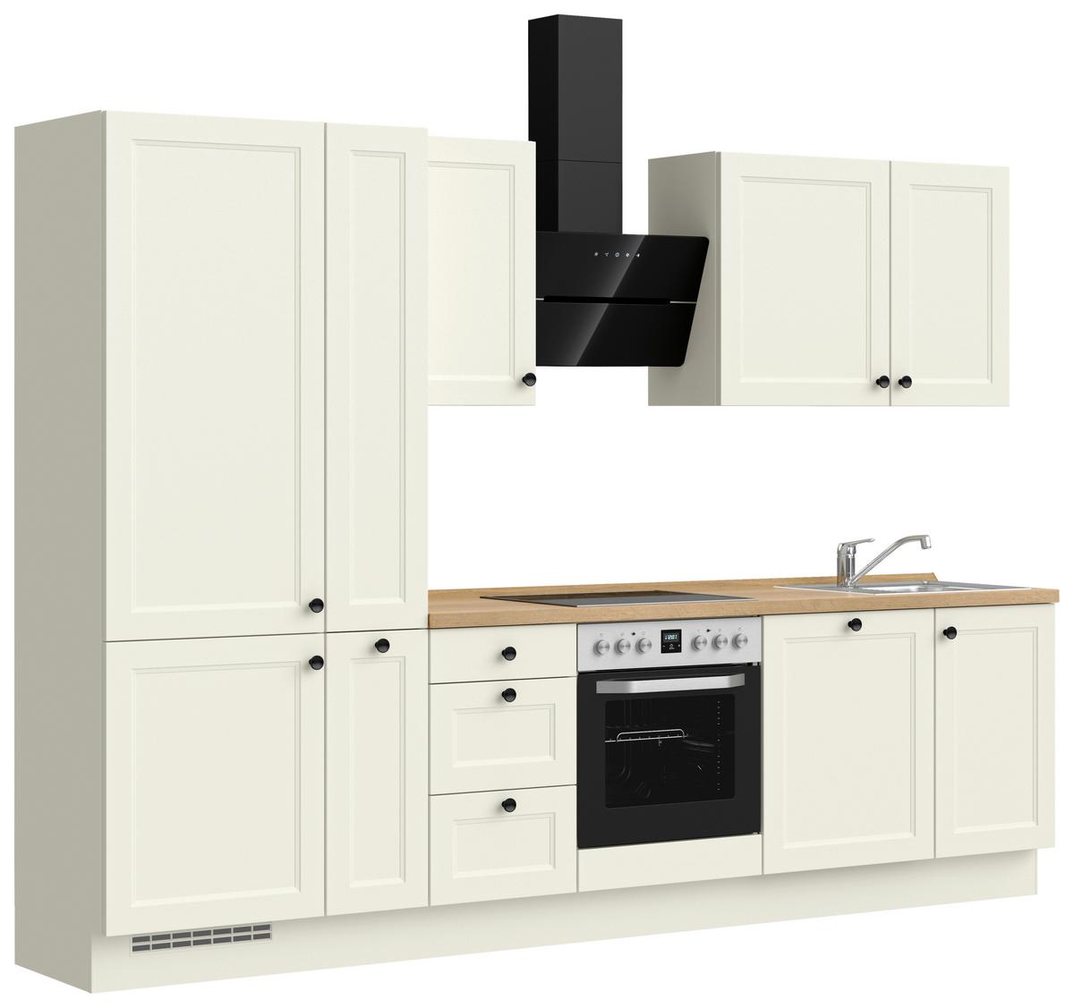 Kuchynská linka 300 cm, biela/dekor dub Sierra - čierna/biela, Modern, kov/kompozitné drevo (300cm) - Nobilia