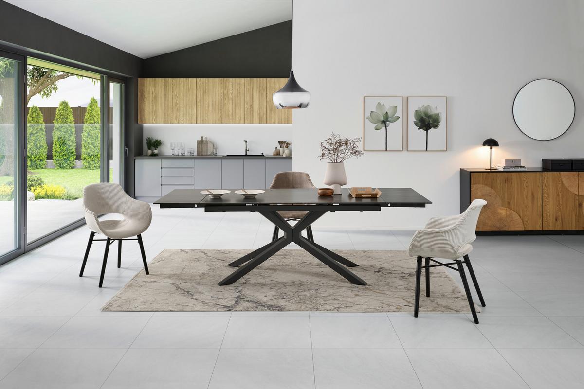 Ausziehtisch Lorenzo Keramik Dunkelgrau B:160-240cm - Dunkelgrau/Grau, KONVENTIONELL, Keramik/Metall (160-240/75/90cm) - MID.YOU