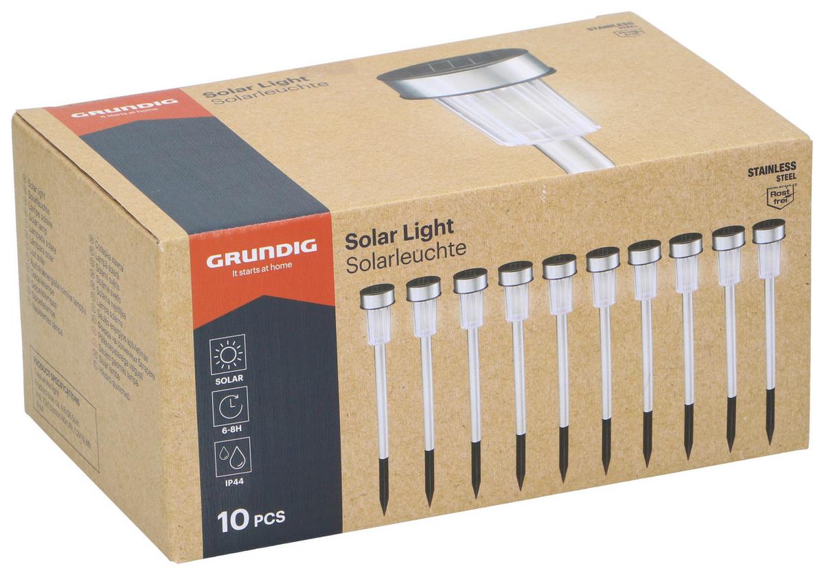 Solarleuchte Grundig 10er-Set - Silberfarben/Schwarz, Basics, Kunststoff/Metall (20.5/12.5/10cm) - Grundig