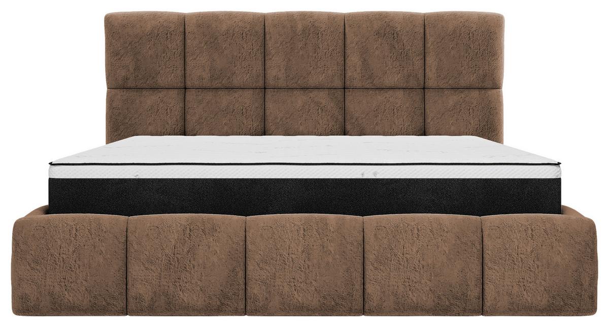 Polsterbett Cherry Mikrofaser Velours, Braun, Lf: 140x200 cm - Schwarz/Braun, MODERN, Holz/Holzwerkstoff (140/200cm) - MID.YOU