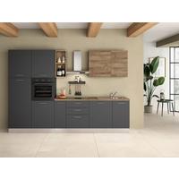 Küchenzeile Freia Mit Kühlschrank 315 cm - Walnussfarben/Alufarben, LIFESTYLE, Holzwerkstoff/Kunststoff (315cm) - MID.YOU