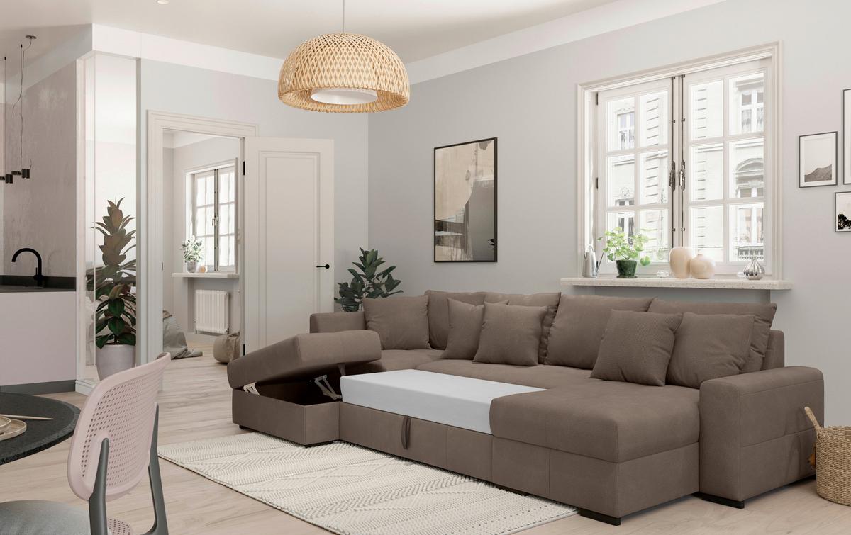 Sarokgarnitúra Bill Mm201 - szürke, Konventionell, textil (156/310/173cm)