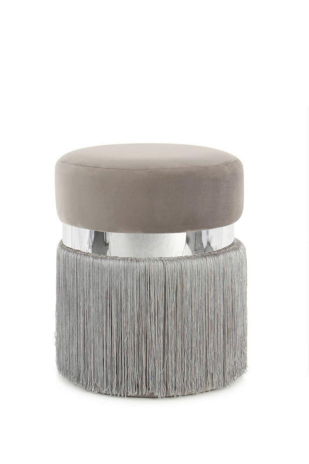 Pouf Bruih Samt Grau D/h: Ca. 38/45 Cm - Silberfarben/Grau, Basics, Holzwerkstoff/Textil (38/45/38cm) - Kayoom