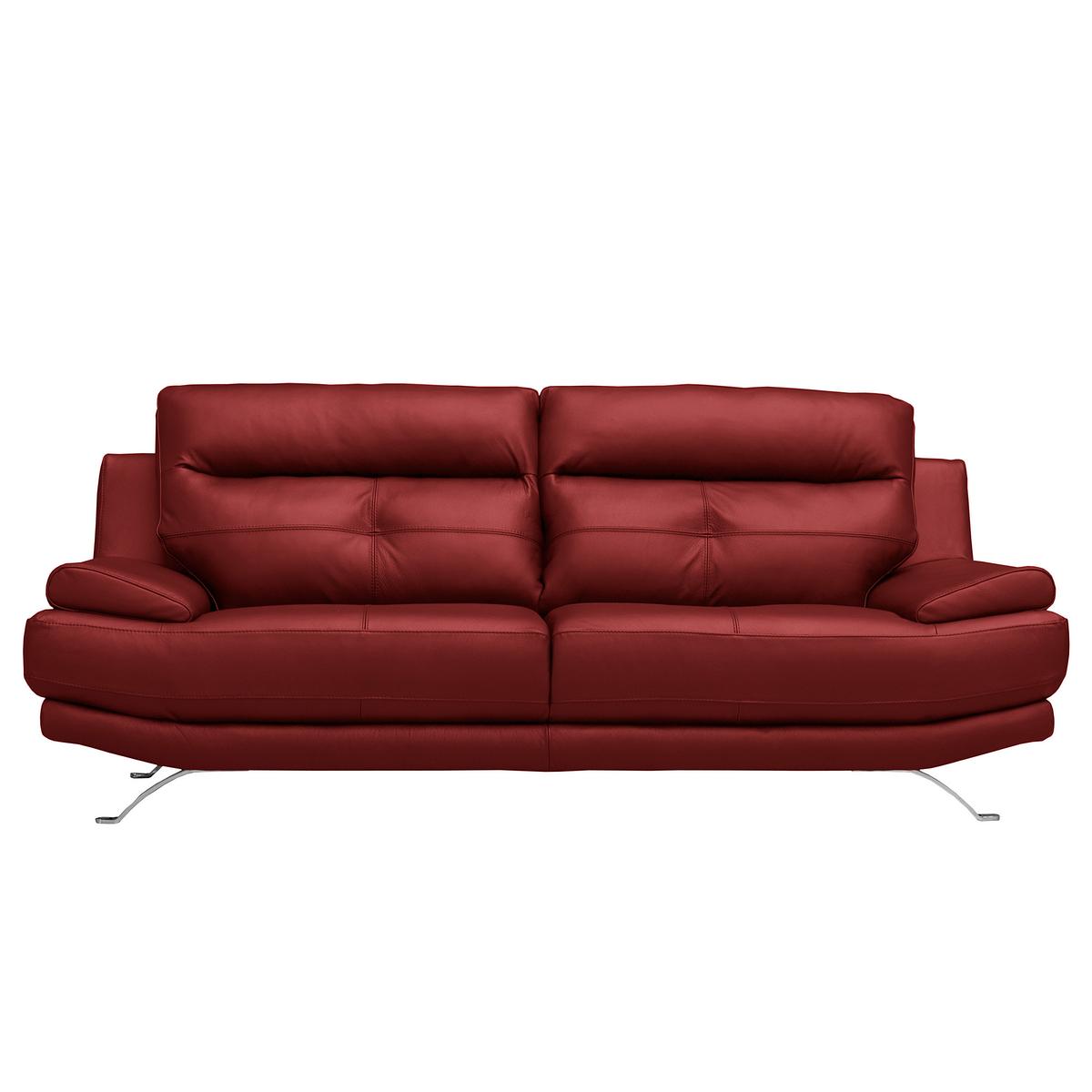 3-sitzer-sofa Derby Echtleder Rot B: 225 Cm - Chromfarben/Rot, Design, Leder (225/92/99cm) - Livetastic