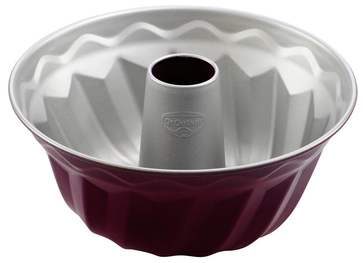 Gugelhupfform 2482 Rund DxH: 22x11,5 cm Antihaftbeschichtet - Rot/Grau, Basics, Metall (22/11,5cm) - Dr.Oetker