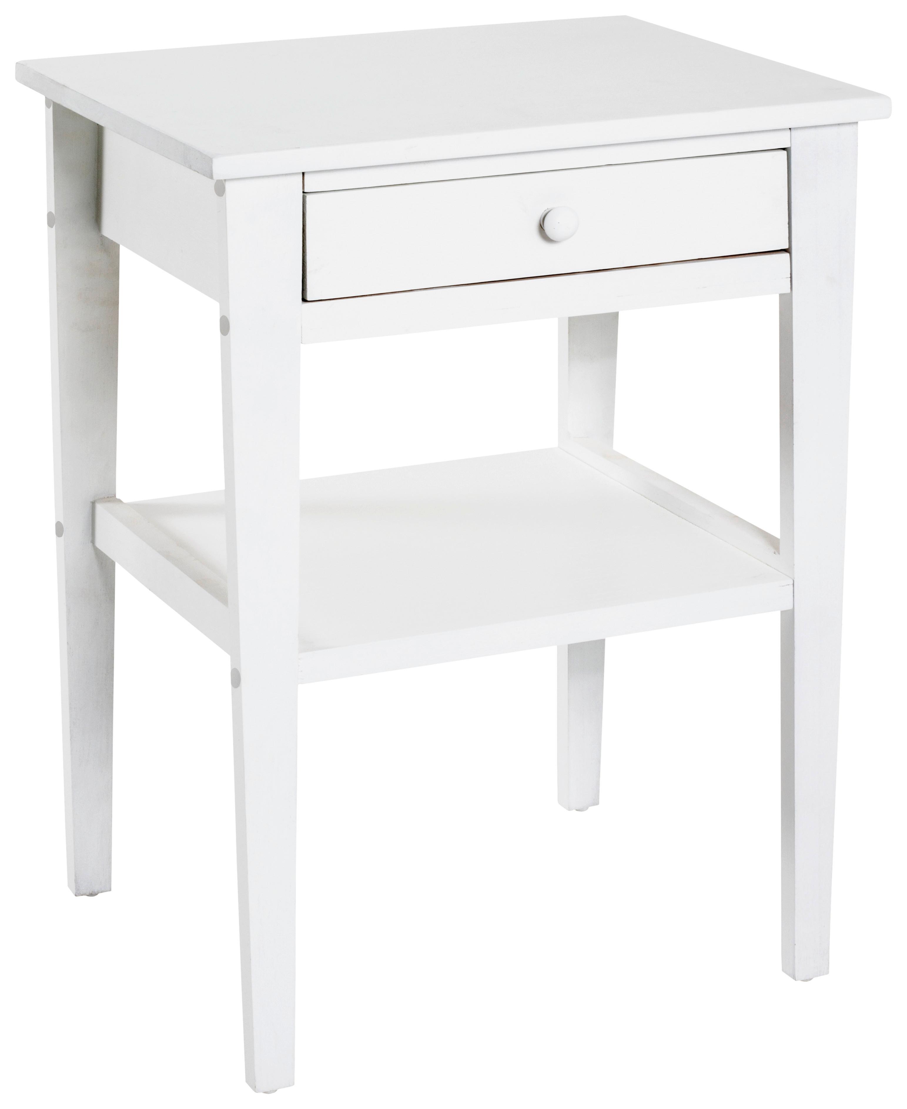 Noční stolek MARA bílá - bílá, dřevo (46/60/35cm) - Modern Living