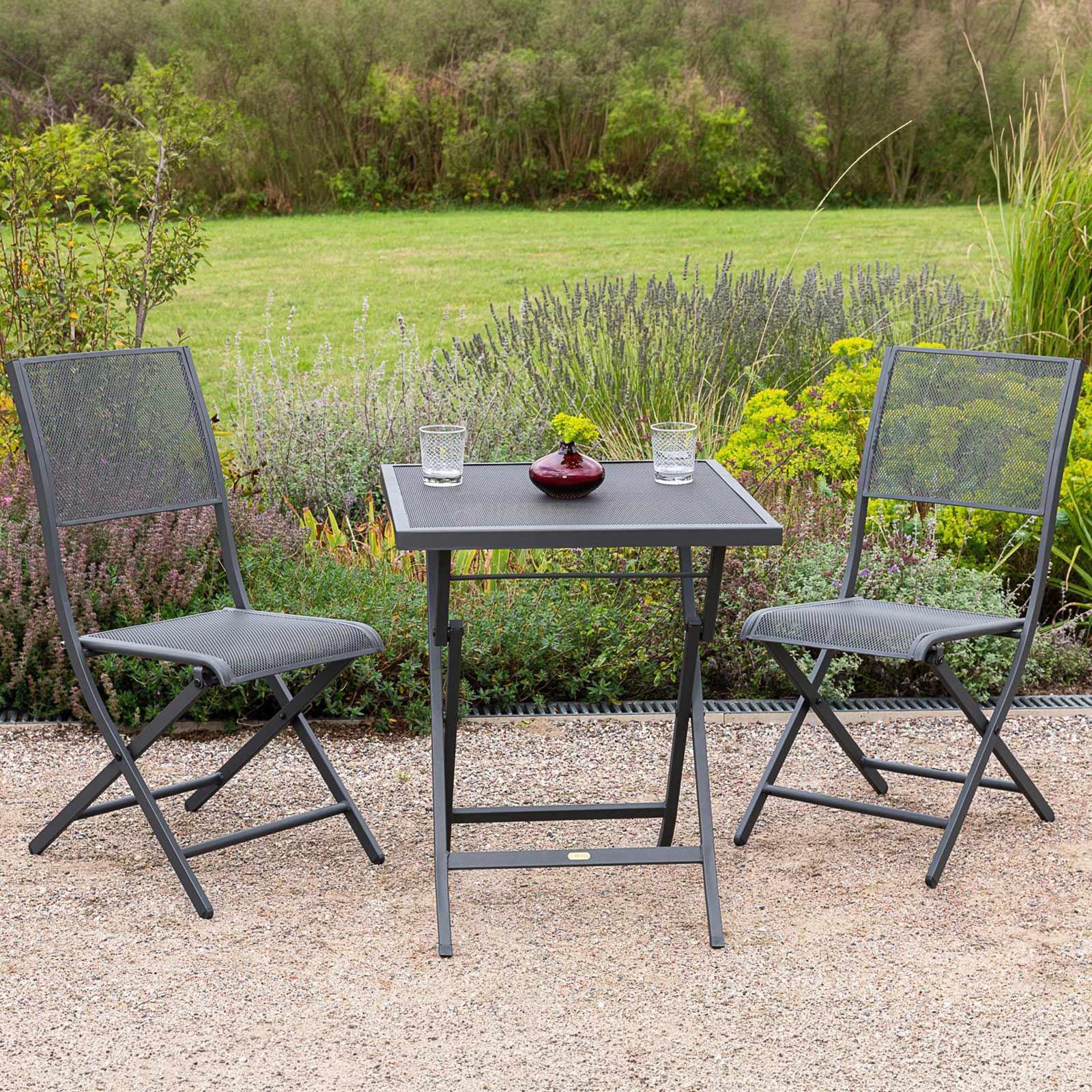 Balkonset Samos Set 3tlg. - Graphitfarben, MODERN, Metall - Gardenson