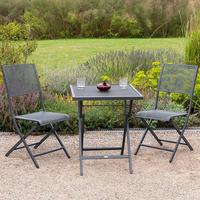 Balkonset Samos Set 3tlg. - Graphitfarben, MODERN, Metall - Gardenson