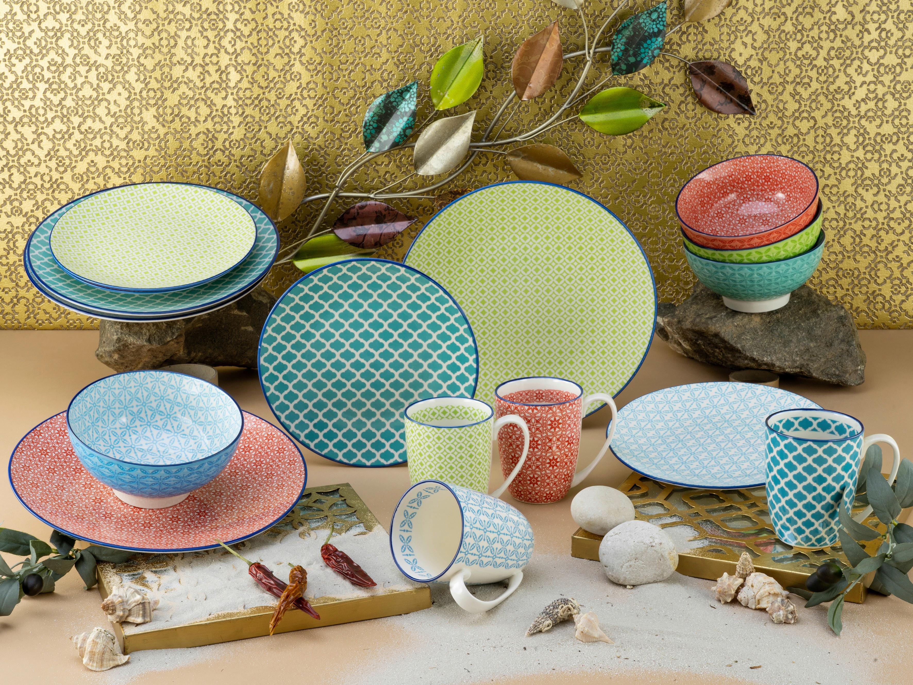 Kombiservice Keramik 4 Personen Geschirr Set - Multicolor, Keramik - Creatable