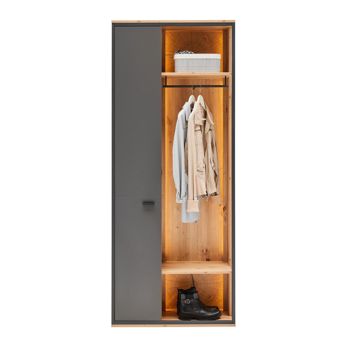 PREDSIEŇOVÁ SKRIŇA FLORENZ -EXKLUSIV- - čierna/sivá, Modern, kov/kompozitné drevo (79/196,2/37,3cm) - Premium Living
