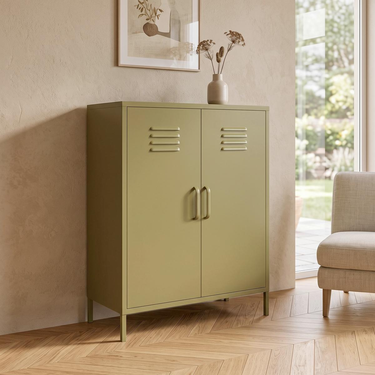 KOMMODE Bradford Olivgrün B: 79 cm - Olivgrün, Design, Metall (79/100/39cm) - MID.YOU