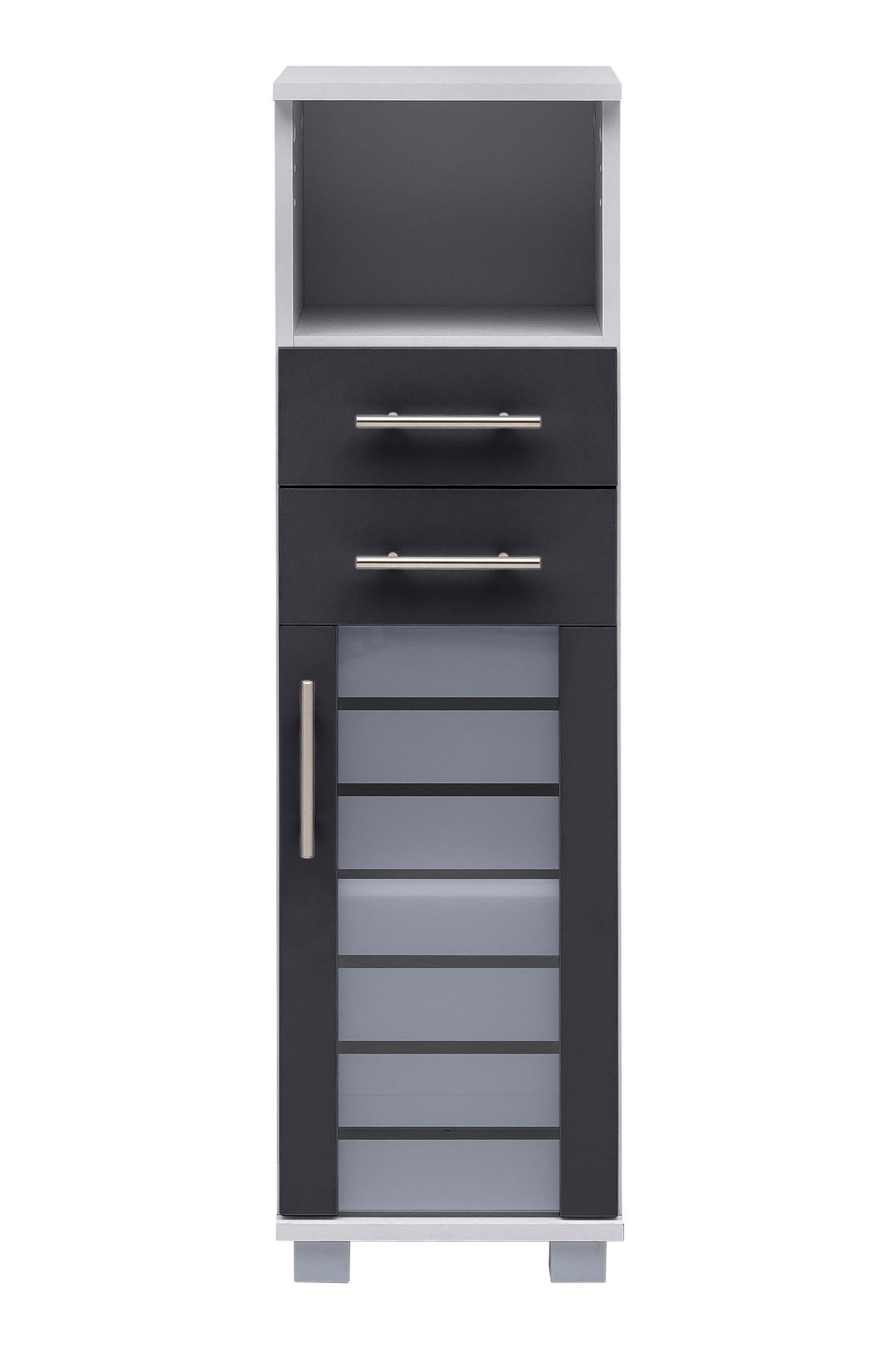 Midischrank Niko Anthr./silberfarben B: 30,3cm - Anthrazit/Silberfarben, MODERN, Glas/Holzwerkstoff (30,3/110,5/32,6cm) - MID.YOU