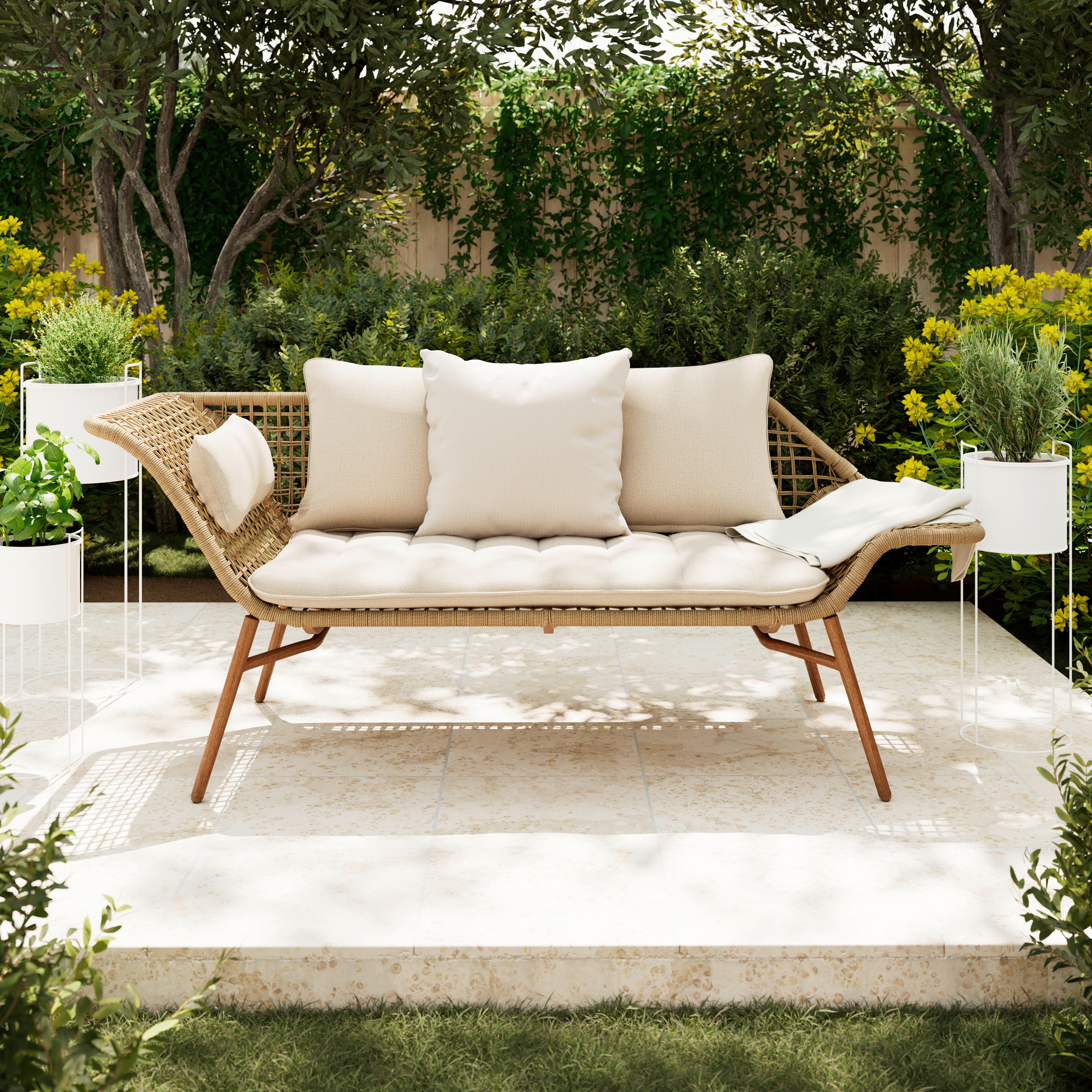 ZAHRADNÍ LAVICE MERLE - barvy teak/přírodní barvy, Natur, kov/textil (178/72/73cm) - Mömax