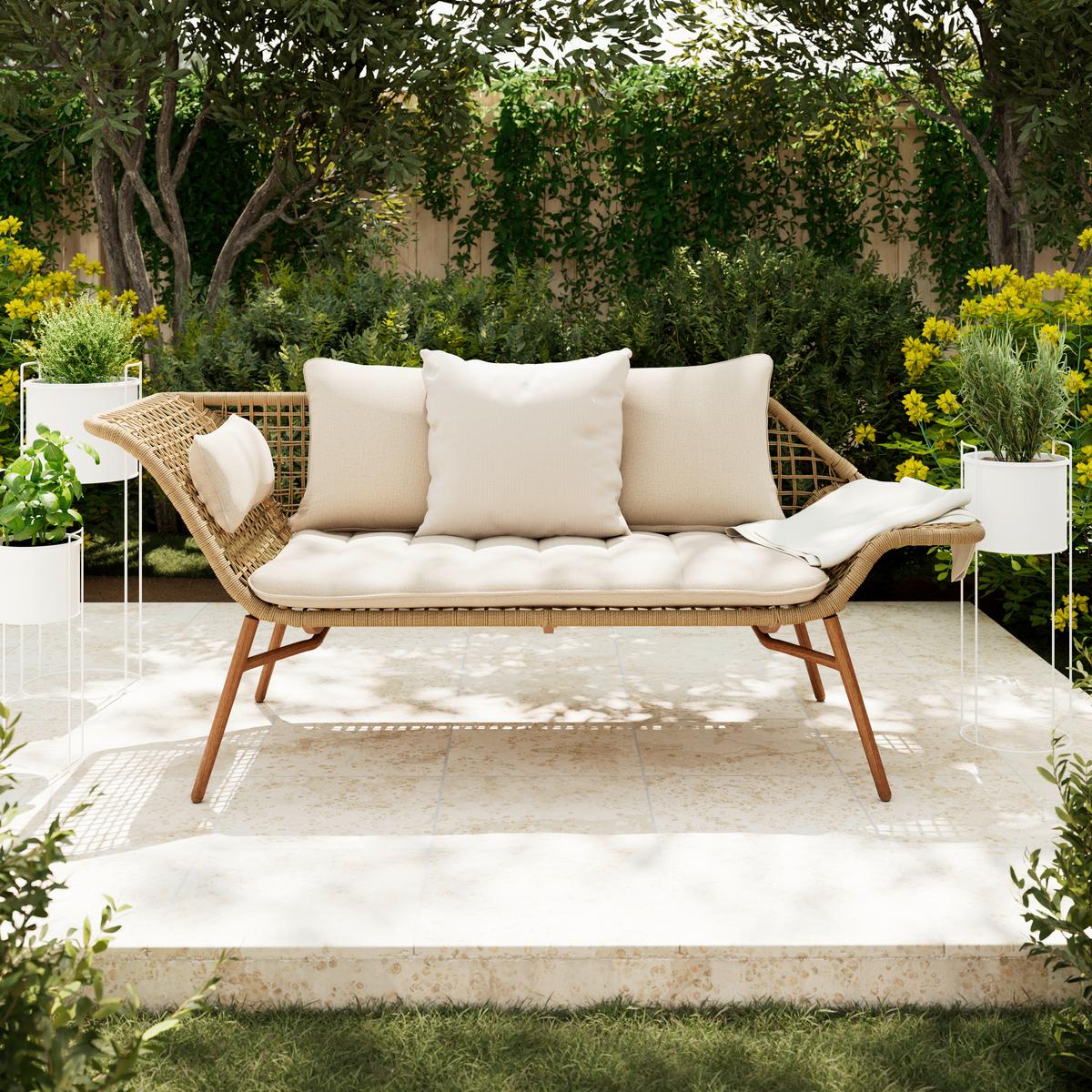 ZÁHRADNÁ LAVICA MERLE - farba tíku/prírodná farba, Natur, kov/textil (178/72/73cm) - Mömax