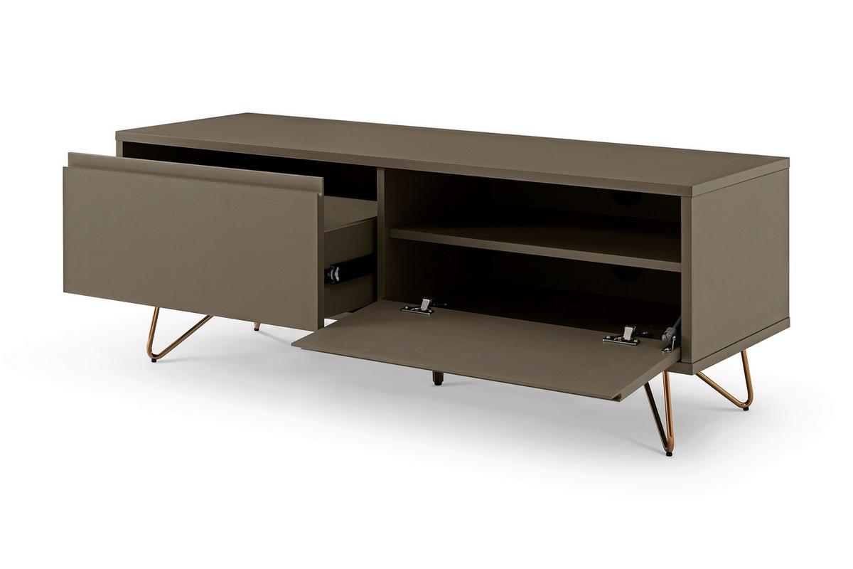 Lowboard Grau B: 120cm - Messingfarben/Grau, Design, Holzwerkstoff (120/45/40cm) - Livetastic