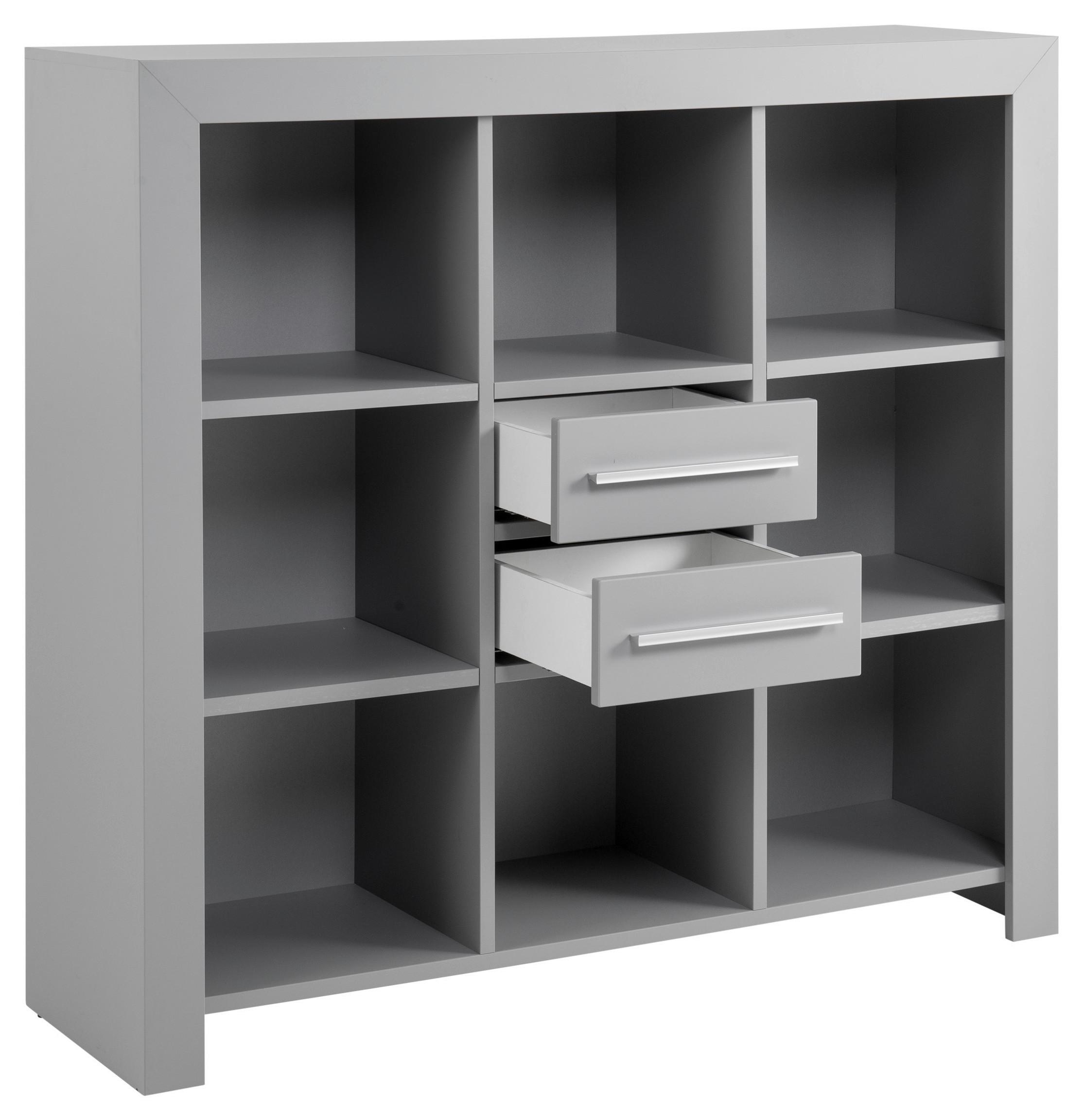 Standregal mit Laden Nikola 138 cm, Grau Dekor - Schwarz/Grau, KONVENTIONELL, Holzwerkstoff (138/128/41cm) - MID.YOU
