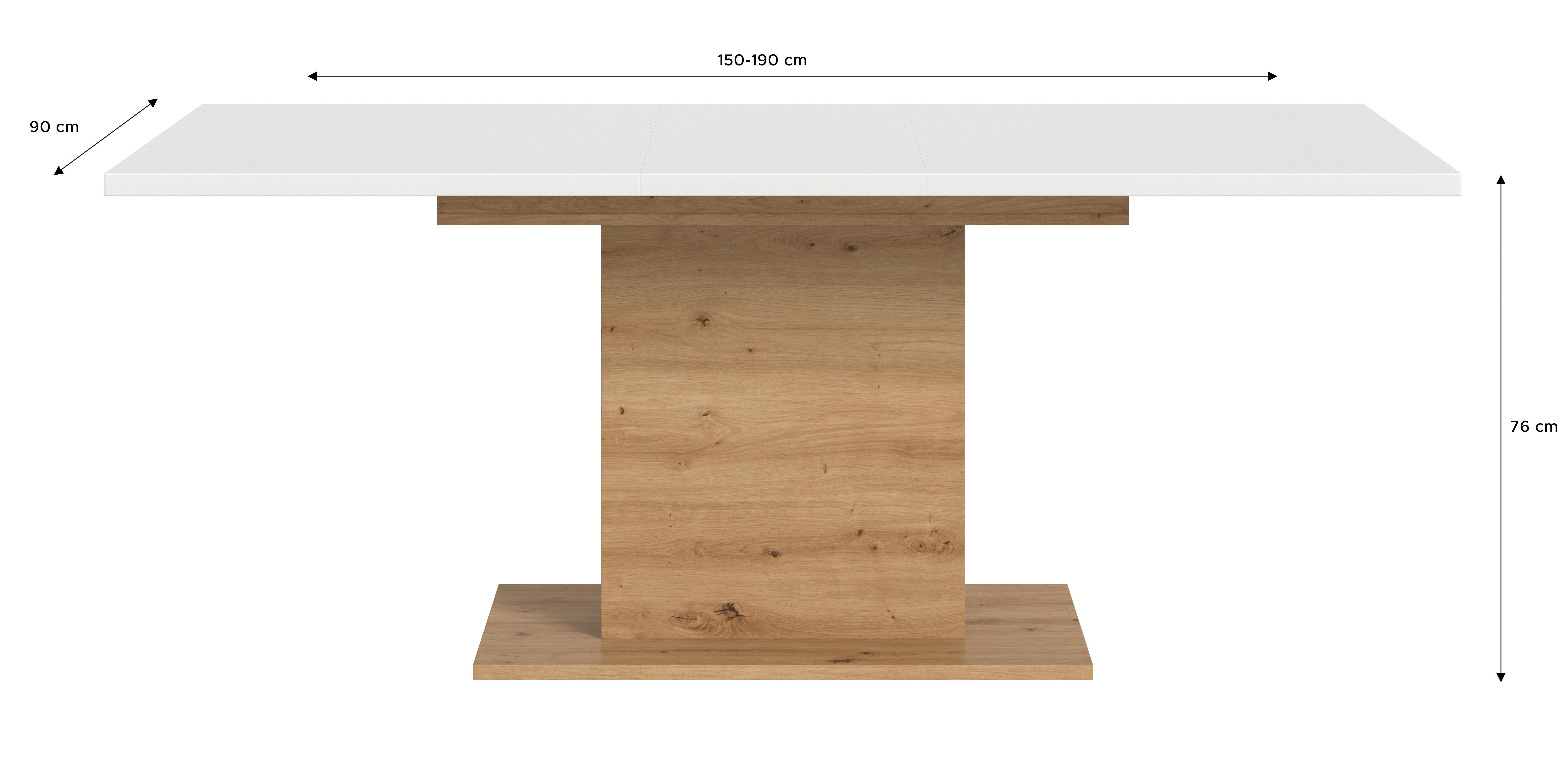 ROZŤAHOVACÍ STÔL MARLON 150 AZ - biela/dub artisan, Konventionell, kompozitné drevo (150-190/76/90cm) - MID.YOU