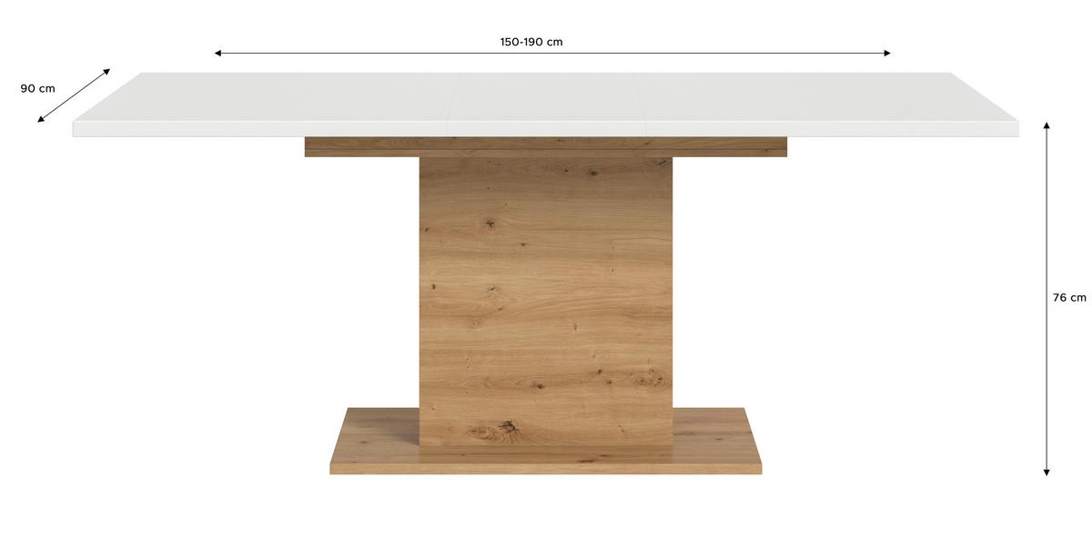 ROZŤAHOVACÍ STÔL MARLON 150 AZ - biela/dub artisan, Konventionell, kompozitné drevo (150-190/76/90cm) - MID.YOU