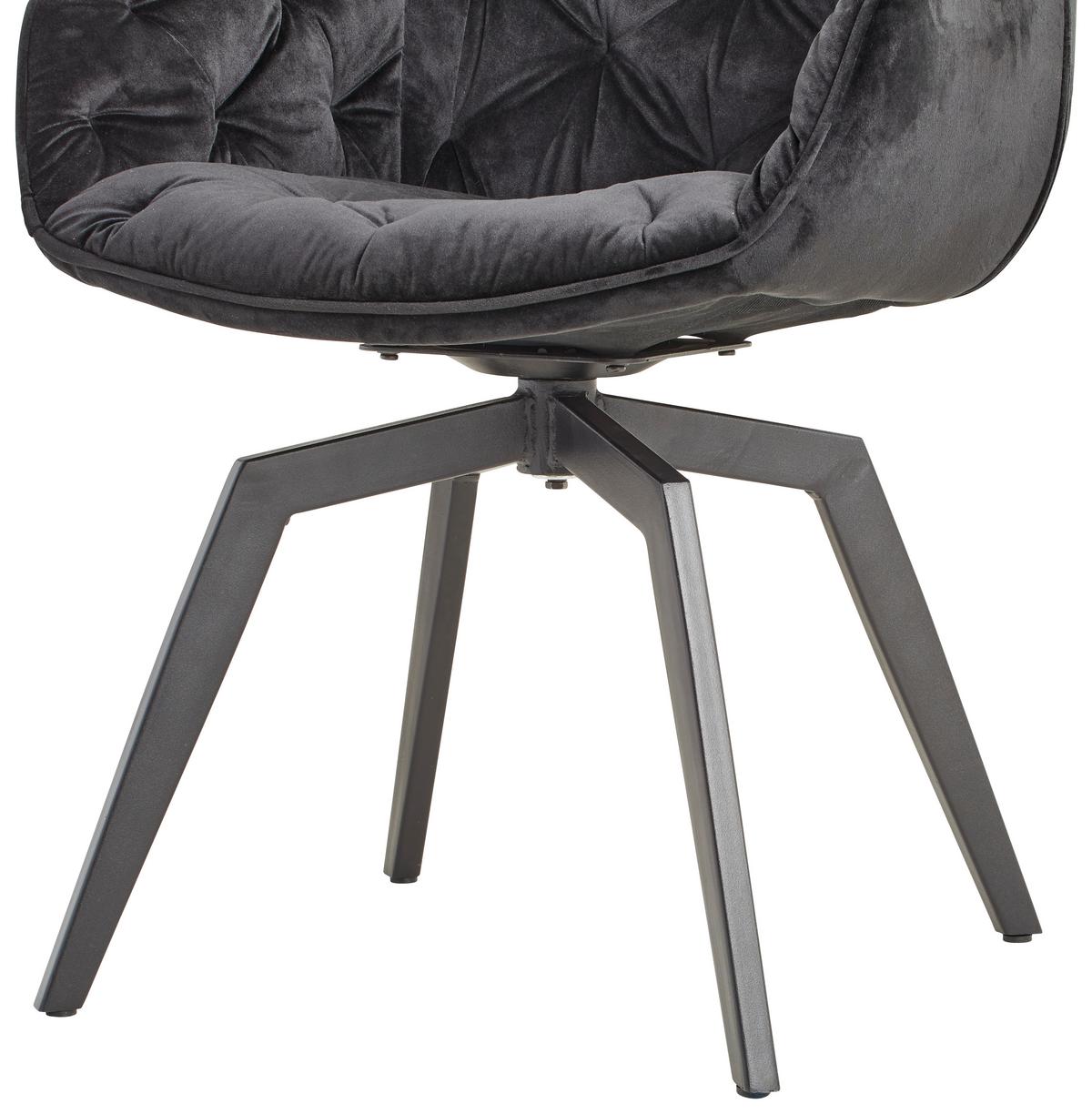 Armlehnstuhl Avegno Schwarz mit drehbare Sitzfläche - Schwarz, MODERN, Holz/Textil (58/83/63cm) - Livetastic